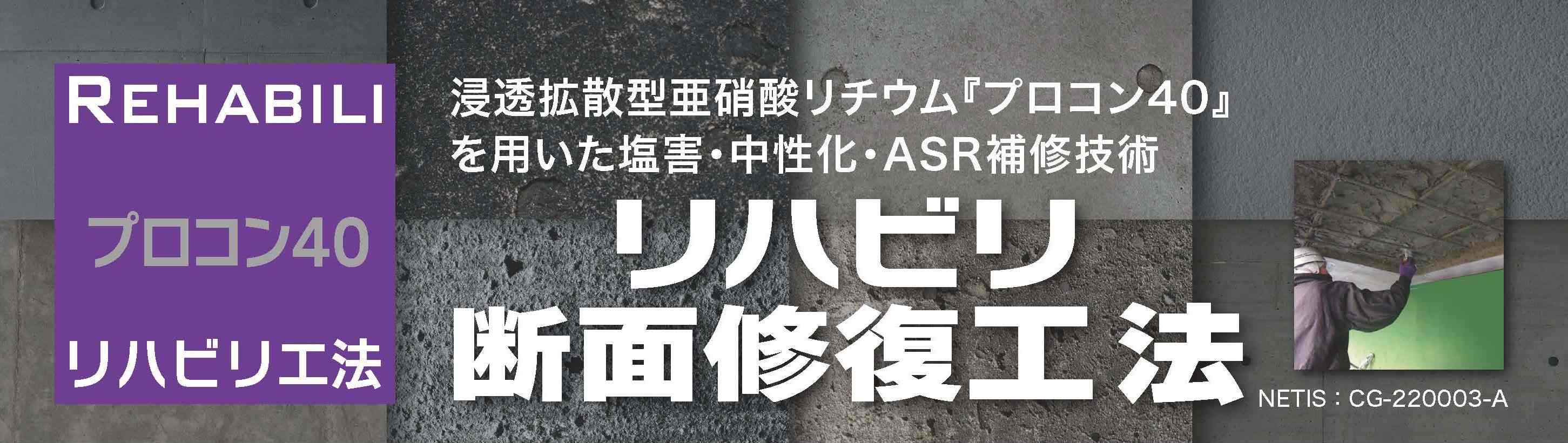 浸透拡散型亜硝酸リチウム『プロコン40』を用いた塩害・中性化・ASR補修技術